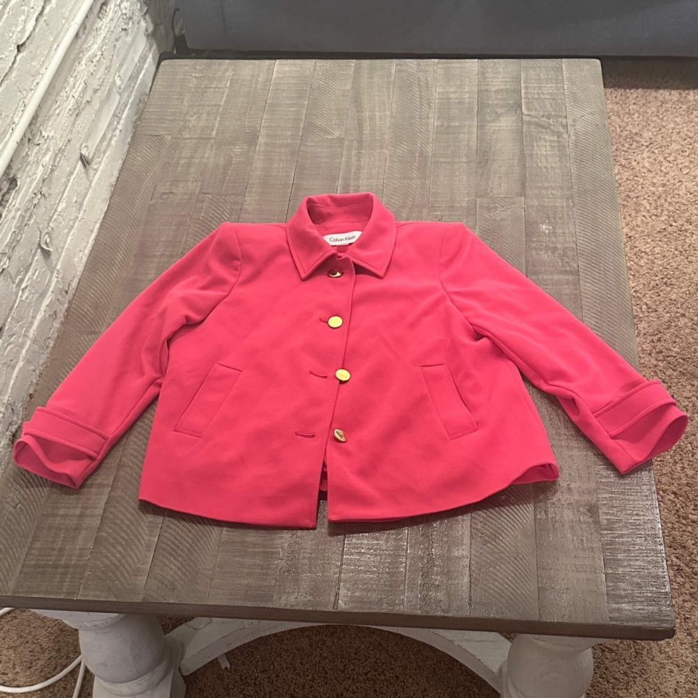 Calvin Klein Pink Blazer with Gold Buttons